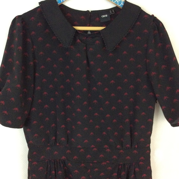 ASOS Black Red Fans Open Back Romper 10 - Picture 3 of 13